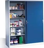 CP Stahlschrank 2159-00 S10097 lichtgrau, enzianblau 160,0 x 50,0 x 195,0 cm, aufgebaut