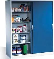 CP Stahlschrank 2169-00 S10100 lichtgrau, enzianblau 160,0 x 60,0 x 195,0 cm, aufgebaut