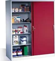 CP Stahlschrank 2169-00 S10097 lichtgrau, rubinrot 160,0 x 60,0 x 195,0 cm, aufgebaut