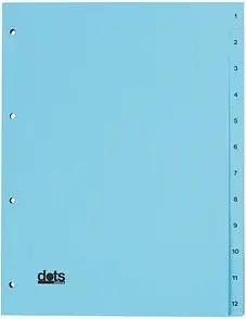 dots Ordnerregister Vollformat 1-12 blau 12-teilig, 5 Satz