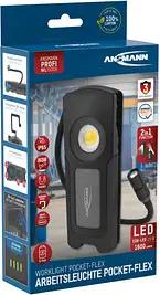 ANSMANN WL1500R Pocket Flex LED Handleuchte schwarz 17,1 cm, Lichtfarbe Hauptlicht 6000K und Zusatzlicht