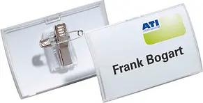 25 DURABLE Click Fold Namensschilder mit Kombiklemme 7,5 x 4,0 cm
