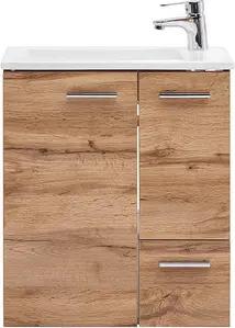 MÖBELPARTNER Waschbecken mit Unterschrank Matteo 137111 eiche landhaus 50,0 x 25,0 x 60,0 cm