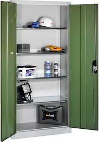 CP Stahlschrank 08920-00 S10115 lichtgrau, rededagrün 93,0 x 40,0 x 195,0 cm, aufgebaut