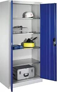 CP Stahlschrank 08921-00 S10109 lichtgrau, enzianblau 93,0 x 50,0 x 195,0 cm, aufgebaut