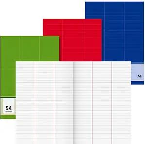 BRUNNEN Vokabelheft grün, rot oder blau Lineatur 54 liniert DIN A4 ohne Rand, 32 Blatt