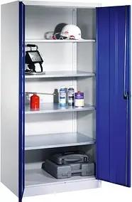 CP Stahlschrank 8922-00 S10550 lichtgrau, enzianblau 93,0 x 60,0 x 195,0 cm, aufgebaut