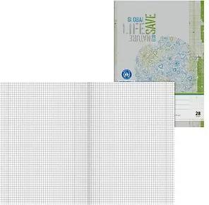 BRUNNEN Schulheft Recycling Lineatur 28 kariert DIN A4 Innen- und Außenrand, 16 Blatt