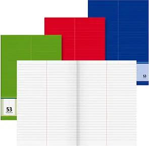 BRUNNEN Vokabelheft grün, rot oder blau Lineatur 53 liniert DIN A4 ohne Rand, 32 Blatt