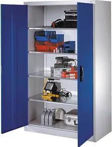 CP Stahlschrank 8932-00 S10599 lichtgrau, enzianblau 120,0 x 60,0 x 195,0 cm, aufgebaut