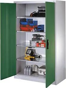 CP Stahlschrank 8932-00 S10604 lichtgrau, rededagrün 120,0 x 60,0 x 195,0 cm, aufgebaut