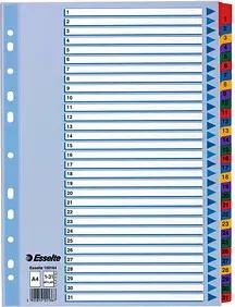 Esselte Ordnerregister Vollformat 1-31 farbig 31-teilig, 1 Satz