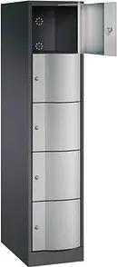 CP Schließfachschrank Resisto schwarzgrau, weißaluminium 8570-173 S10008, 5 Schließfächer 39,6 x 64,0 x 195,0 cm