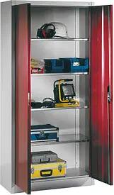 CP Stahlschrank 08920-00 S10110 lichtgrau, rubinrot 93,0 x 40,0 x 195,0 cm, aufgebaut