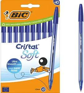BIC Kugelschreiber Cristal Soft transparent, Schreibfarbe: blau, 10 St.