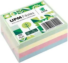 UPM Notes Pastellmix Haftnotizen doppelte Haftung farbsortiert, 1 Würfel