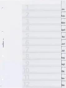 DURABLE Ordnerregister Vollformat 1-12/Jan.-Dez. transparent 12-teilig, 1 Satz