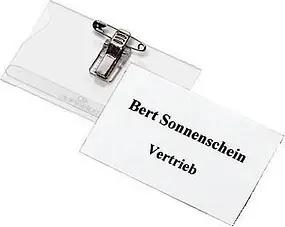 5 DURABLE Namensschilder mit Kombiklemme 9,0 x 5,4 cm