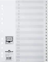 DURABLE Ordnerregister Vollformat 1-20 weiß 20-teilig, 1 Satz