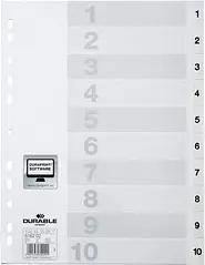 DURABLE Ordnerregister Vollformat 1-10 weiß 10-teilig, 1 Satz