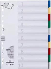 DURABLE Ordnerregister Vollformat blanko blau, gelb, rot, grün, grau 10-teilig, 1 Satz