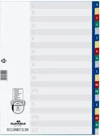 DURABLE Ordnerregister Vollformat A-Z blau, gelb, rot, grün, grau 20-teilig, 1 Satz