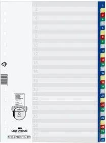 DURABLE Ordnerregister Vollformat 1-31 blau, gelb, rot, grün, grau 31-teilig, 1 Satz