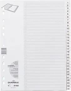 DURABLE Ordnerregister Vollformat 1-31 weiß 31-teilig, 1 Satz