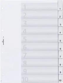 DURABLE Ordnerregister Vollformat 1-10 transparent 10-teilig, 1 Satz