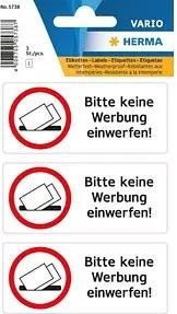 HERMA Hinweisetiketten 5738 Keine Werbung, schwarz 79,0 x 34,0 mm, 3 Etiketten