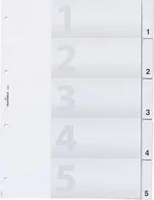 DURABLE Ordnerregister Vollformat 1-5 transparent 5-teilig, 1 Satz