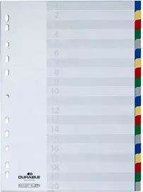 DURABLE Ordnerregister Vollformat blanko blau, gelb, rot, grün, grau 20-teilig, 1 Satz