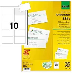 400 SIGEL Visitenkarten LP796 satiniert weiß 225 g/qm