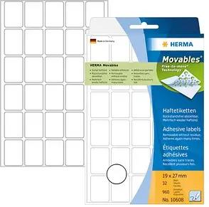 960 HERMA Movables Etiketten 10608 weiß 19,0 x 27,0 mm