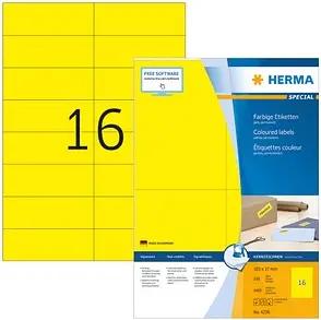 1.600 HERMA Etiketten 4256 gelb 105,0 x 37,0 mm