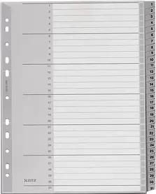 LEITZ Ordnerregister 1281 Vollformat, Überbreite 1-31 grau 31-teilig, 1 Satz
