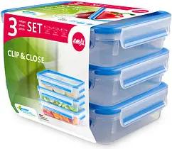 emsa Frischhaltedosen CLIP & CLOSE 5,8 cm hoch transparent 3x 1,2 l, 3 St.