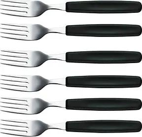 6 VICTORINOX Gabeln Tafelgabeln schwarz, silber glänzend