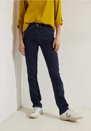 Cecil Damen Slim Fit Jeans in Blau, Gr: 25