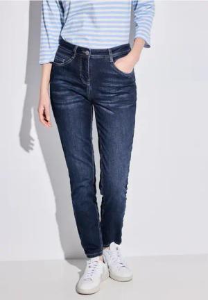 Cecil Damen Slim Fit Jeans in Blau, Gr: 25