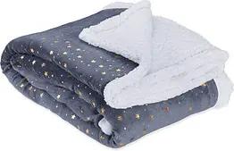 relaxdays Kuscheldecke grau, weiß, goldene Sternen 150,0 x 200,0 cm