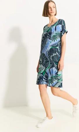 Cecil Damen Sommerkleid mit Print in Blau, Gr: XXL