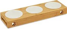 relaxdays Futterstation Hunde/Katzen braun 44,5 x 14,0 x 5,5 cm