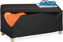 relaxdays Sitztruhe 10031588_46 schwarz Holz 76,0 cm