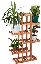relaxdays Blumenregal Holz hellbraun rechteckig 81,0 x 125,0 cm