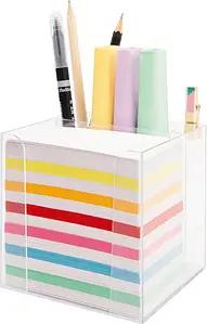 folia Zettelbox mit Stiftehalter transparent inkl. 700 Notizzettel farbig sortiert