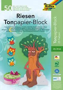 folia Tonpapier Riesen-Block farbsortiert 130 g/qm 50 Blatt