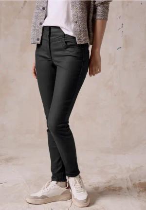 Cecil Damen Beschichtete Hose in Schwarz, Gr: 34