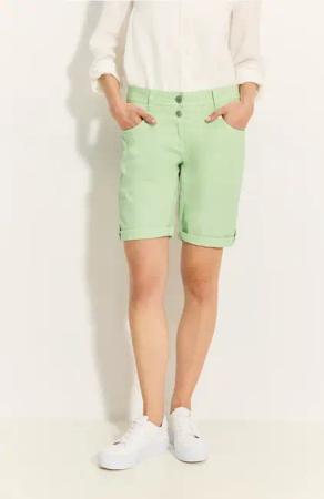 Cecil Damen Shorts mit Strukturstreifen in Grün, Gr: 25