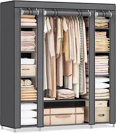 SONGMICS Stoffschrank, LSF03G grau 150,0 x 45,0 x 175,0 cm